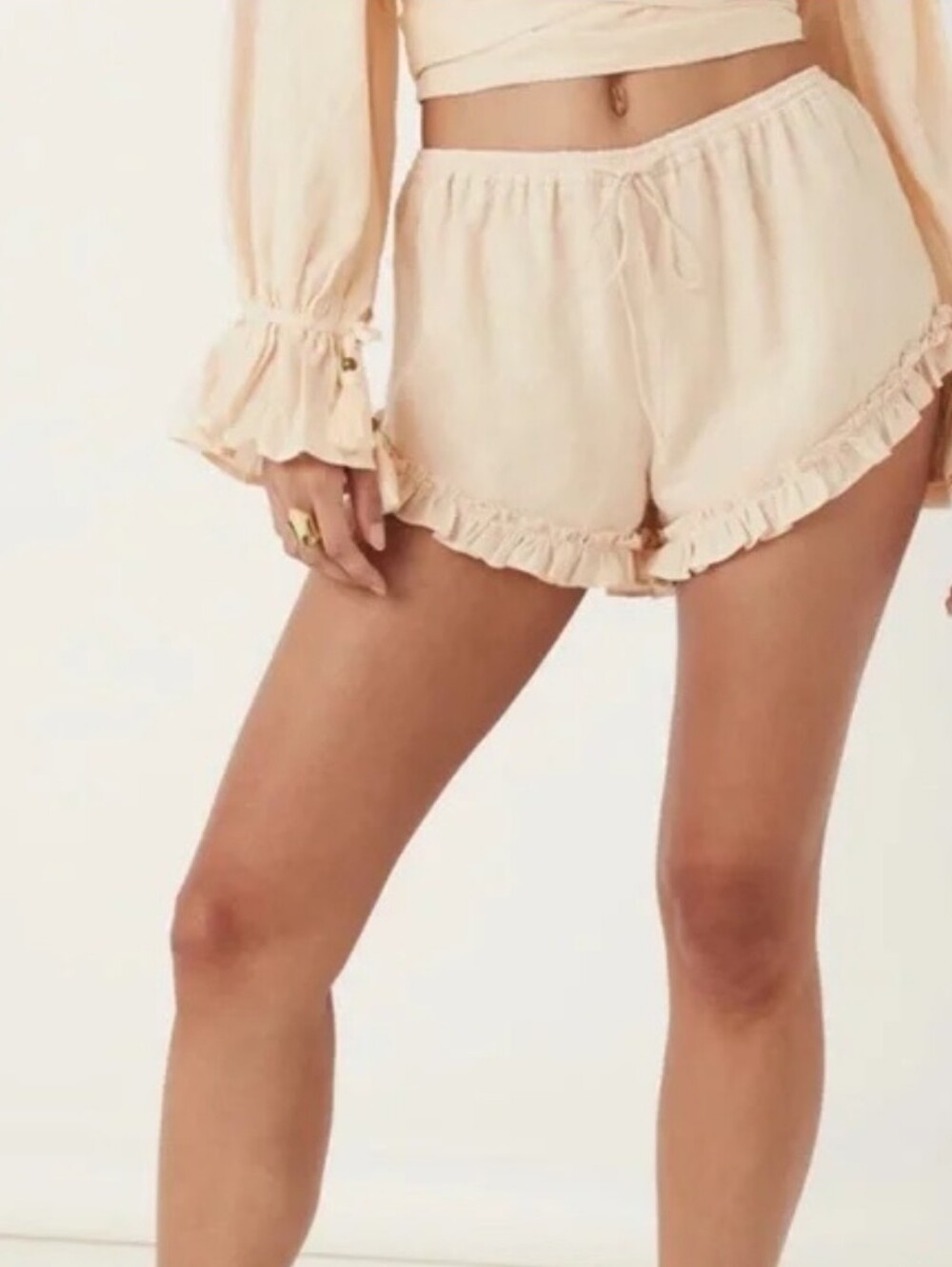 NWT Spell Sunday Linen Ruffle Trim Shorts